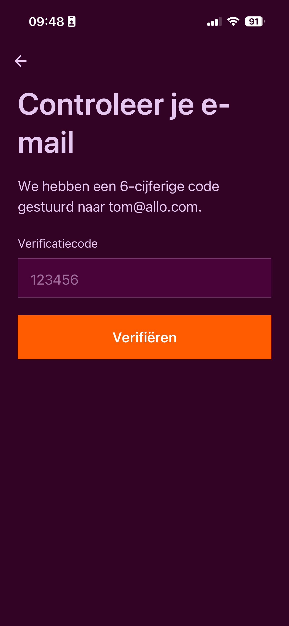 Allo creëer account - stap 5